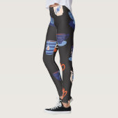 Vintage Doodle Cups Nahtloser Hintergrund Leggings (Links)