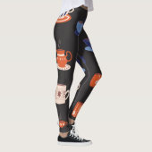 Vintage Doodle Cups Nahtloser Hintergrund Leggings (Rechts)