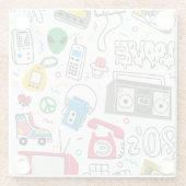 Vintage Doodle-Kollektion der 80er Jahre. Glasuntersetzer (Rückseite)