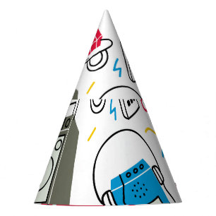 Vintage Doodle-Kollektion der 80er Jahre. Partyhütchen