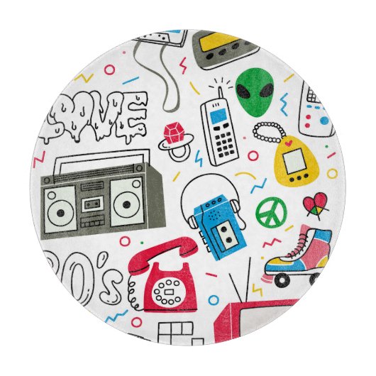 Vintage Doodle-Kollektion der 80er Jahre. Schneidebrett (Vorderseite)