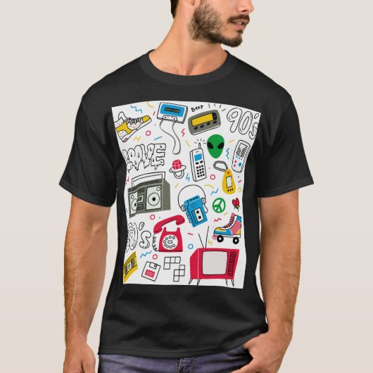 Vintage Doodle-Kollektion der 80er Jahre. T-Shirt (Vorderseite)