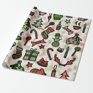 Vintage-Doodle-Weihnachtsicon Geschenkpapier