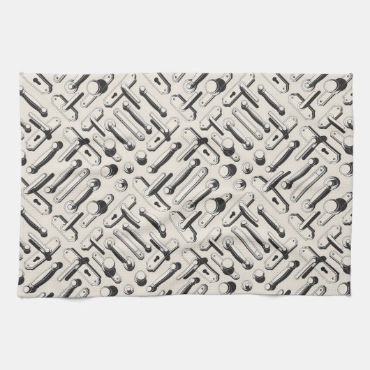 Vintage door handles and hardware pattern geschirrtuch (Horizontal)