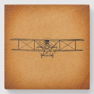 Vintage Doppeldecker Antikes Flugzeug Luftfahrt Ku Steinuntersetzer