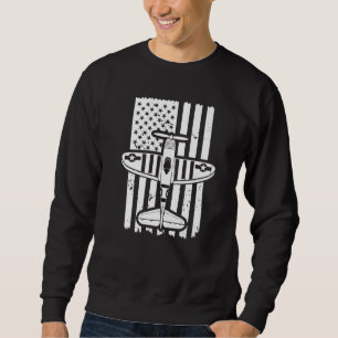 Vintage Doppeldecker USA-Flagge Pilot Flugzeug 9 Sweatshirt