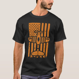 Vintage Doppeldecker USA-Flagge   Pilot Flugzeug   T-Shirt