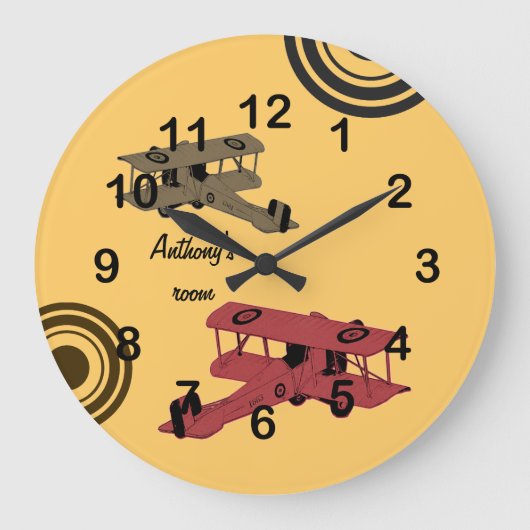 Vintage Doppeldeckeruhr Große Wanduhr (Vorderseite)