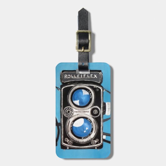 Vintage Doppellinse-Kamera Gepäckanhänger (Vorderseite vertikal)
