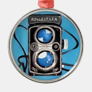 Vintage Doppellinse-Kamera Ornament Aus Metall