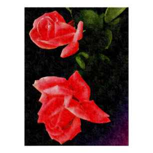 Vintage, doppelstylische Rose Poster