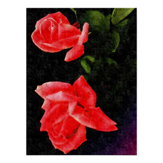 Vintage, doppelstylische Rose Poster (Vorderseite)