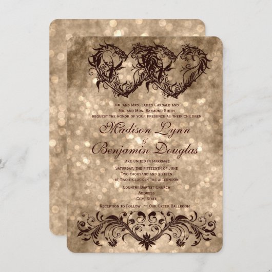 Vintage doppelte einladung (Vorne/Hinten)