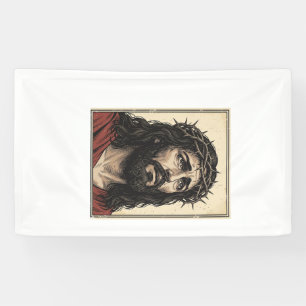 Vintage-Dornenkronen-Religionsportrait-Vektor-Art_ Banner