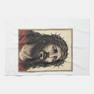 Vintage-Dornenkronen-Religionsportrait-Vektor-Art_ Geschirrtuch