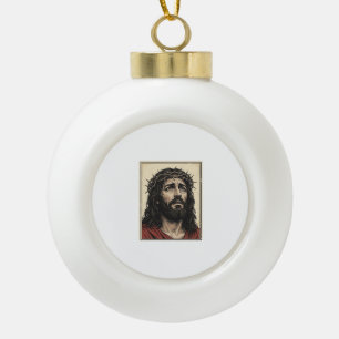 Vintage-Dornenkronen-Religionsportrait-Vektor-Art_ Keramik Kugel-Ornament