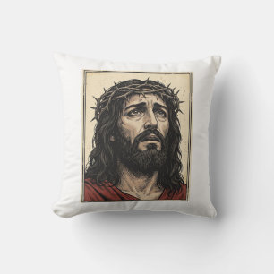 Vintage-Dornenkronen-Religionsportrait-Vektor-Art_ Kissen