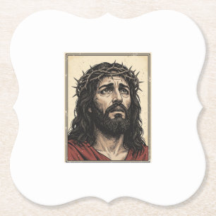 Vintage-Dornenkronen-Religionsportrait-Vektor-Art_ Untersetzer