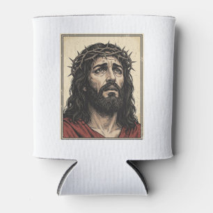 Vintage-Dornenkronen-Religionsporträt-Vektor-Art_ Dosenkühler