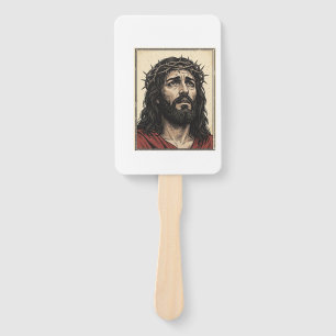 Vintage-Dornenkronen-Religionsporträt-Vektor-Art_ Fächer