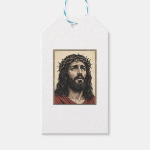 Vintage-Dornenkronen-Religionsporträt-Vektor-Art_ Geschenkanhänger