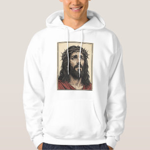 Vintage-Dornenkronen-Religionsporträt-Vektor-Art_ Hoodie