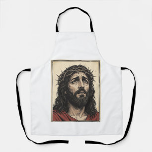Vintage-Dornenkronen-Religionsporträt-Vektor-Art_ Schürze