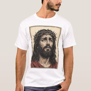 Vintage-Dornenkronen-Religionsporträt-Vektor-Art_ T-Shirt
