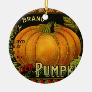 Vintage-Dosen-Etikett-Kunst, Schmetterlings-Kürbis Keramik Ornament