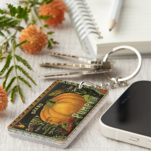 Vintage-Dosenetikett-Kunst, Schmetterlingskürbis-G Schlüsselanhänger