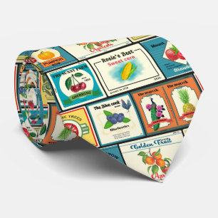 Vintage-Dosenetiketten - Obstlabels Krawatte