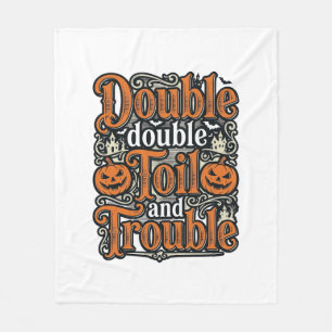 Vintage Double Toil Trouble Halloween-Shirt-Design Fleecedecke