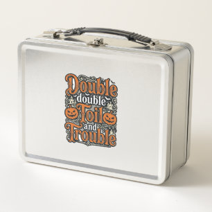 Vintage-Double-Toil-Trouble-Halloween-Shirt-Design Metall Brotdose
