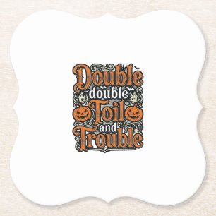 Vintage Double Toil Trouble Halloween-Shirt-Design Untersetzer
