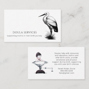 Vintage-Doula-Service Visitenkarte Storch Babywaag