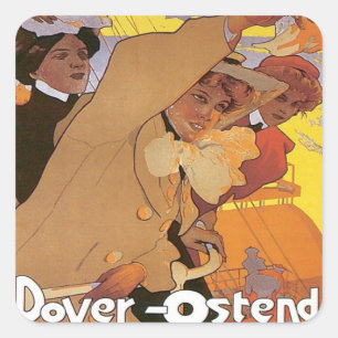 Vintage Dover Ostend Linie Quadratischer Aufkleber