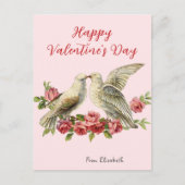 Vintage Doves Pink Valentine's Day Card Postkarte (Vorderseite)