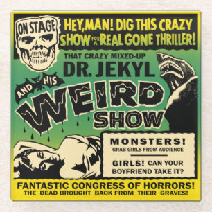 Vintage Dr Jekyl Gruselshow Glasuntersetzer