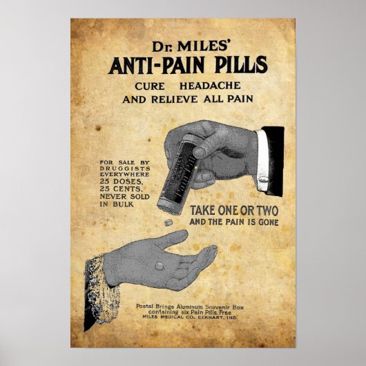 Vintage Dr. Miles Anti Pain Medizin und Poster (Vorne)