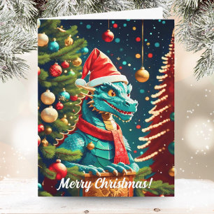 Vintage-Drache an Weihnachten ai Karte