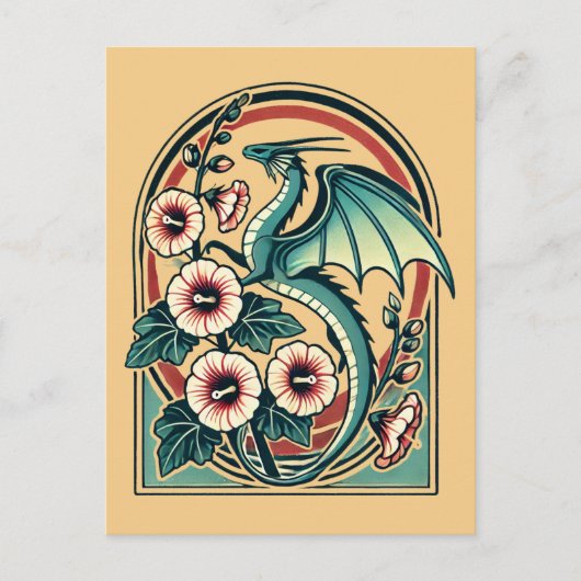 Vintage-Drache Postkarte (Vorderseite)