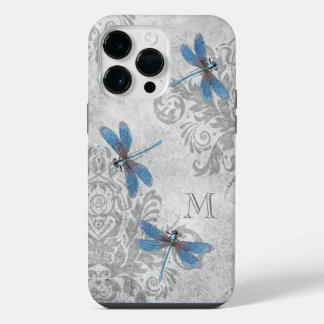 Vintage Drachenfliege mit Monogramm iPhone 14 Pro Max Hülle