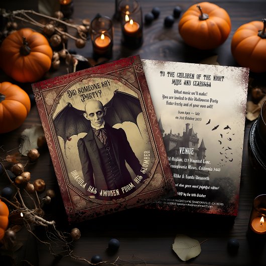 Vintage Dracula Halloween Einladung Postkarte