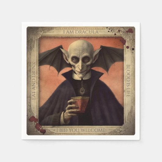 Vintage-Dracula-Halloween-Servietten Grusel-Essen Serviette (Vorderseite)