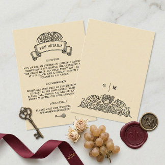 Vintage Dragon Emblem Wedding Details Begleitkarte