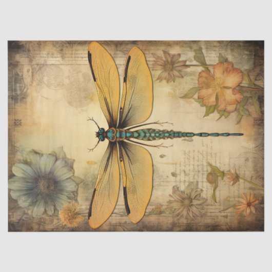 Vintage Dragonfly Ephemera Decoupage Seidenpapier (Vorderseite)