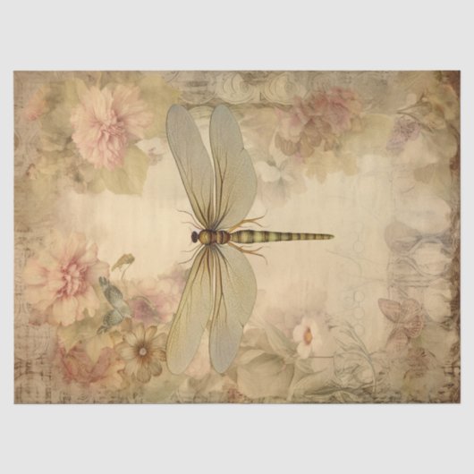 Vintage Dragonfly Ephemera Decoupage Seidenpapier (Vorderseite)