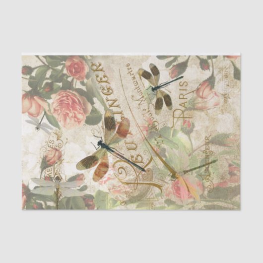 Vintage Dragonfly Ephemera Dekoupage Tissue Seidenpapier (Vorderseite)