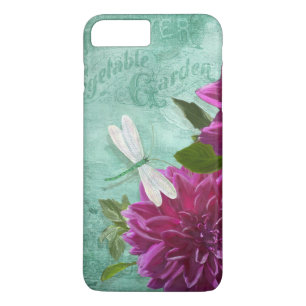 Vintage Dragonfly mit Lila Dahlia Gemäldete Blume Case-Mate iPhone Hülle