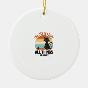 Vintage dramatisches Katzenhumor-Shirt-Design_1 Keramik Ornament
